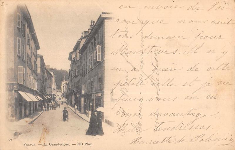 Carte postale ancienne Voiron - La Grande Rue à Voiron