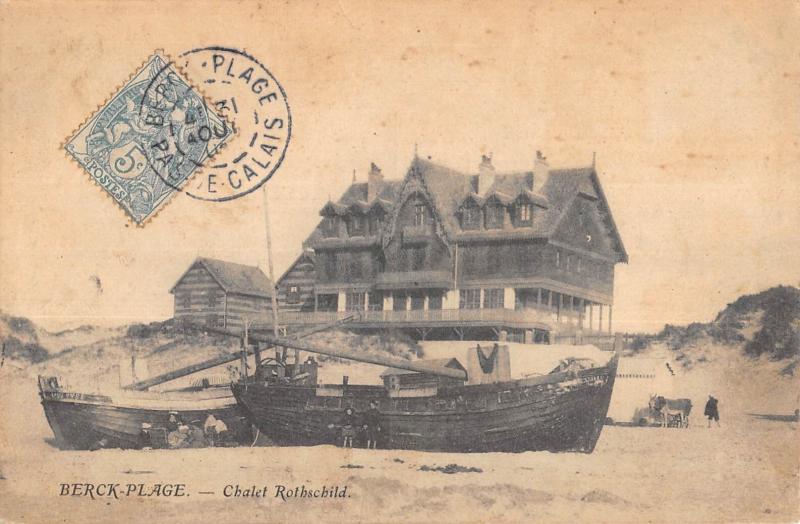 Carte postale ancienne Berck Plage - Chalet Rothschild - cliché rare à Berck
