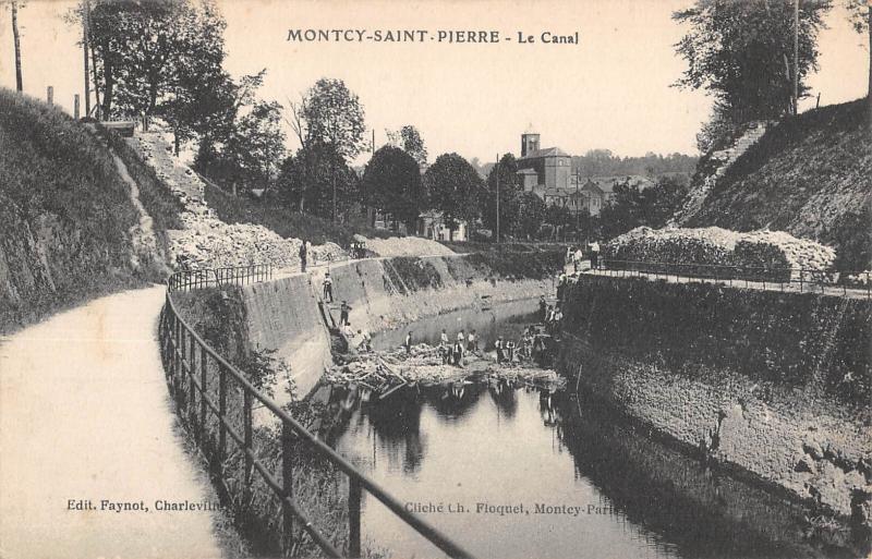 Carte postale ancienne Montcy Saint Pierre - Le Canal
