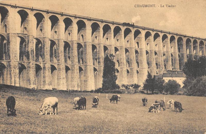 Carte postale ancienne Chaumont - Le Viaduc - Train à Chaumont