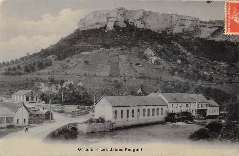 Carte postale ancienne Ornans - Les Usines Pouguet - cpa émail à Ornans