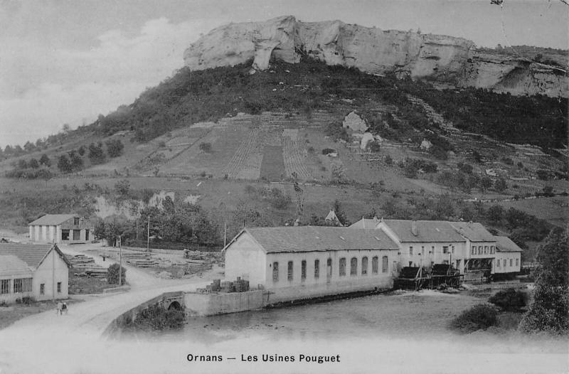 Carte postale ancienne Ornans - Les Usines Pouguet - cpa émail à Ornans