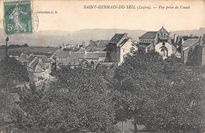 Carte postale ancienne Saint Germain Du Teil - Vue Prise De L'Ouest à Saint-Germain-du-Teil
