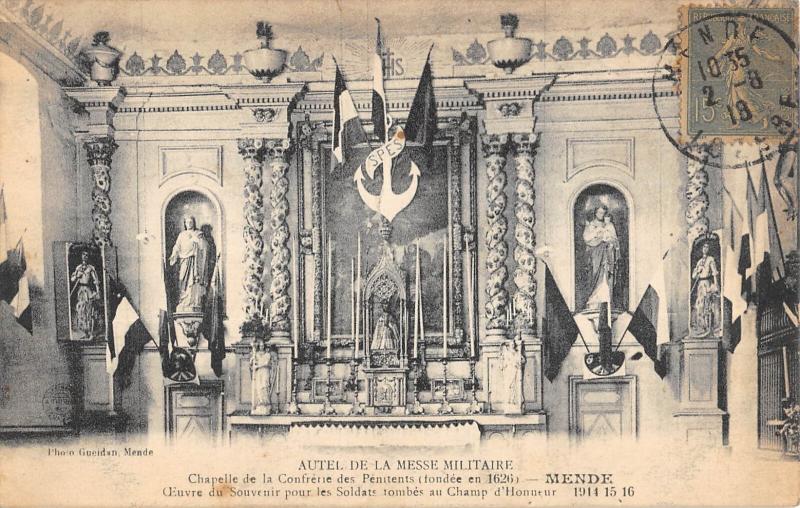 Carte postale ancienne Mende - Autel De La Messe Militaire à Mende