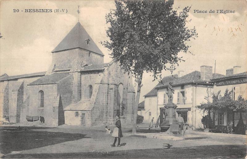 Carte postale ancienne Bessines - Place De L'Eglise