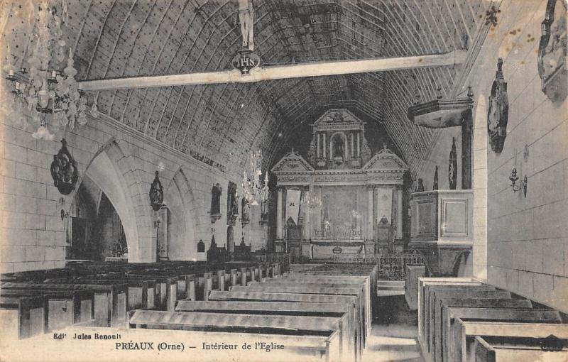 Carte postale ancienne Preaux - Interieur De L'Eglise