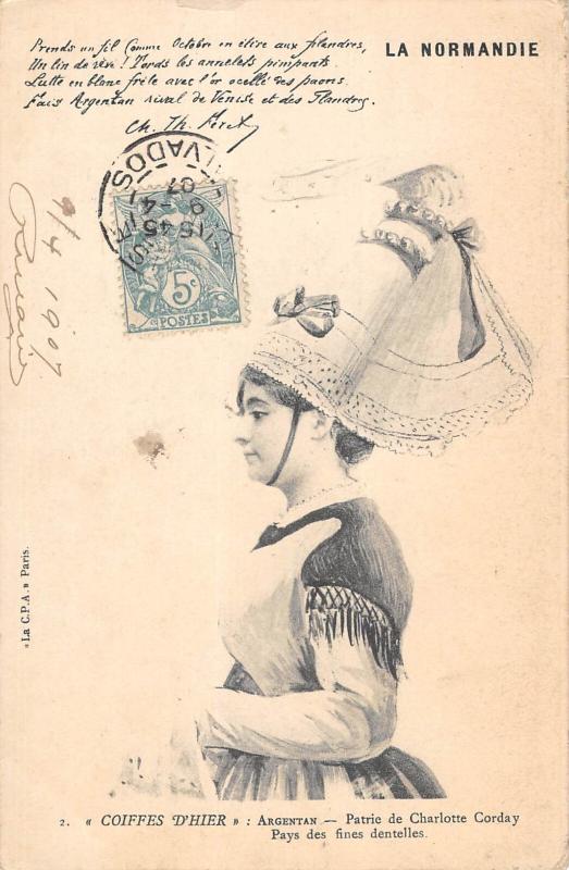Carte postale ancienne Argentan - Coiffes D'Hier à Argentan