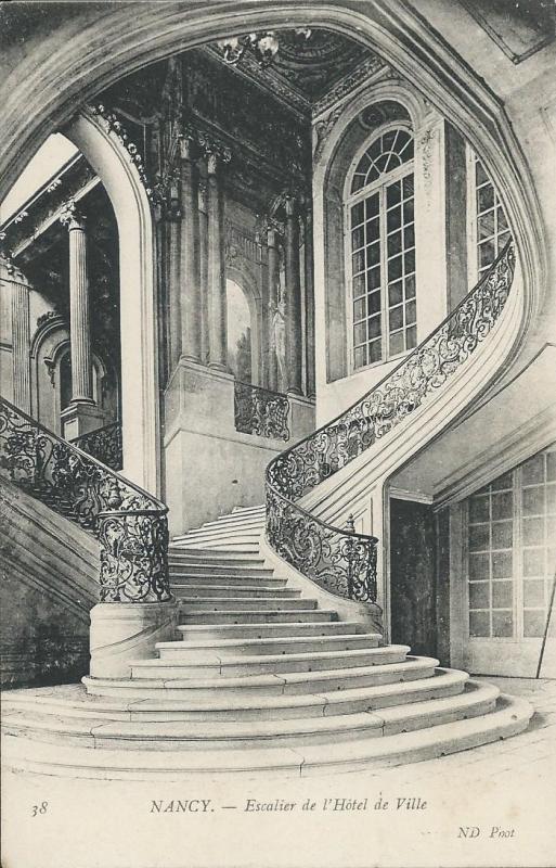 Carte postale ancienne Escalier de l'Hôtel de Ville à Nancy