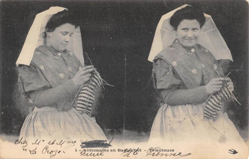 Carte postale ancienne Limousine En Barbichet - Tricoteuse