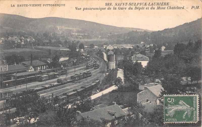 Carte postale ancienne Saint Sulpice Lauriere - Vue Panoramique De La Gare Du Depot à Saint-Sulpice-Laurière