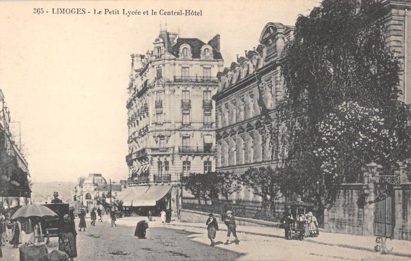 Carte postale ancienne Limoges - Le Petit Lycee Et Le Central Hotel à Limoges