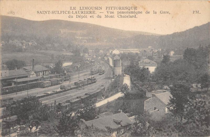Carte postale ancienne Saint Sulpice Lauriere - La Gare à Saint-Sulpice-Laurière