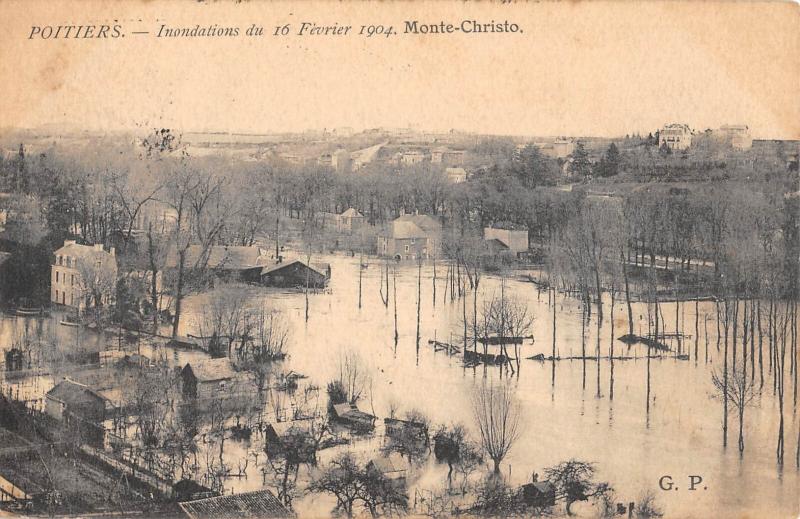 Carte postale ancienne Poitiers - Inondations Du 16 Fevrier 1904 - Monte Christo à Poitiers