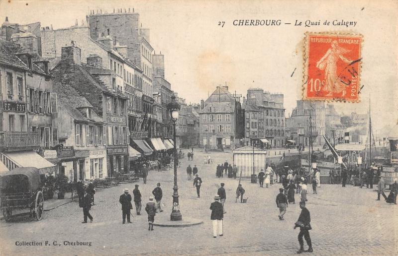 Carte postale ancienne Cherbourg - Le Quai De Caligny
