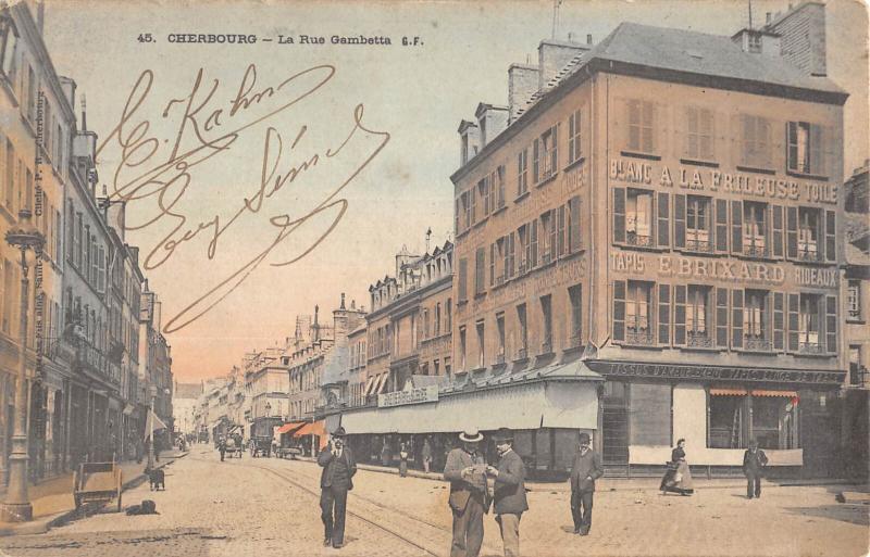 Carte postale ancienne Cherbourg - La Rue Gambetta