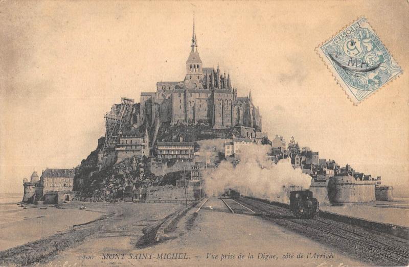 Carte postale ancienne Vue Prise de la Digue, côté de l'Arrivée au Mont-Saint-Michel