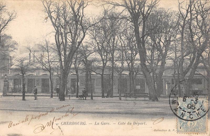 Carte postale ancienne Cherbourg - La Gare /COTE Du Depart