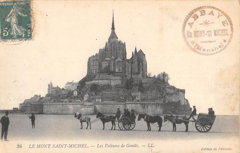 Carte postale ancienne Le Mont Saint Michel - La Voiture Des Genets au Mont-Saint-Michel