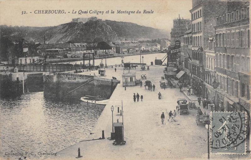Carte postale ancienne Cherbourg - Le Quai Caligny