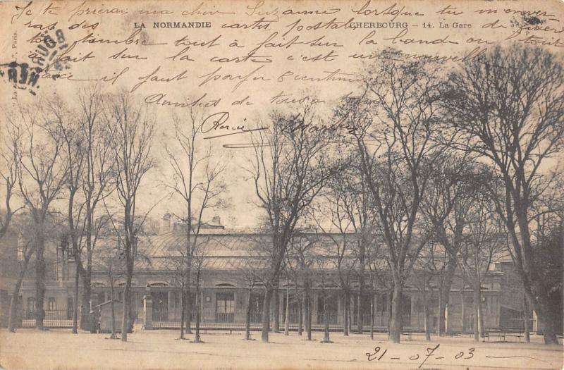 Carte postale ancienne Cherbourg - La Gare