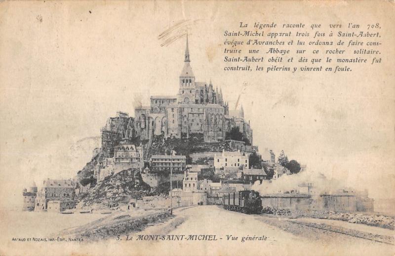 Carte postale ancienne Le Mont Saint Michel - Vue Generale - Train au Mont-Saint-Michel