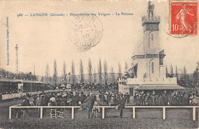 Carte postale ancienne Langon - Hippodrome Des Vergers - La Pelouse à Langon