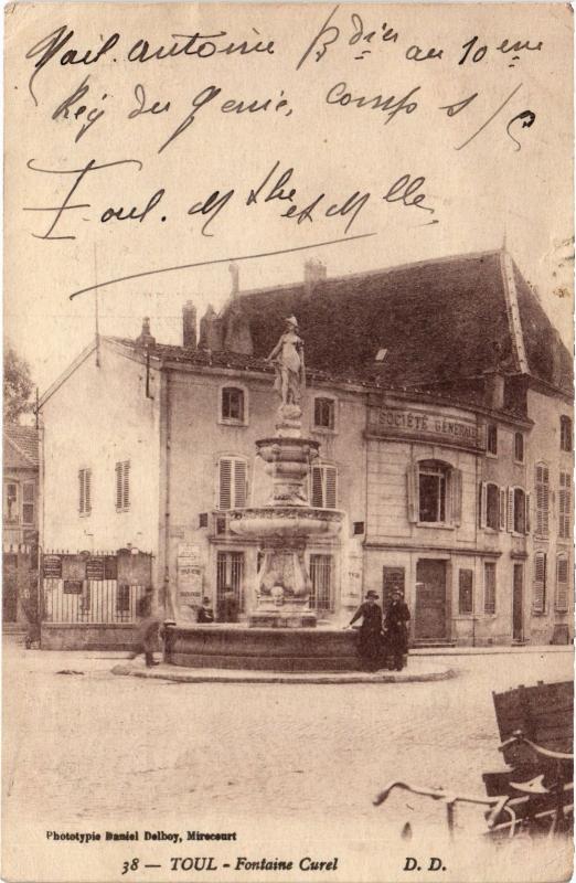 Carte postale ancienne Toul Fontaine Curel
