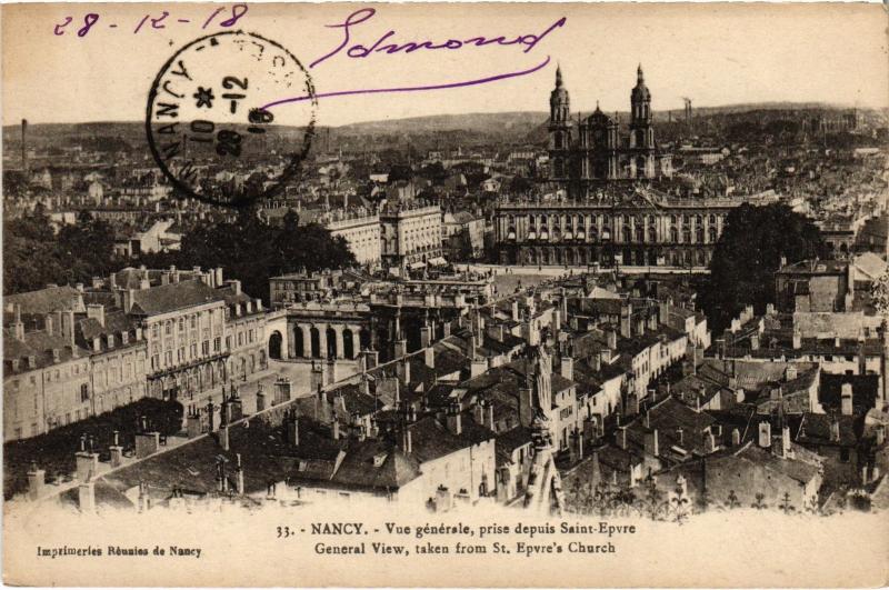 Carte postale ancienne Nancy vue generale à Nancy