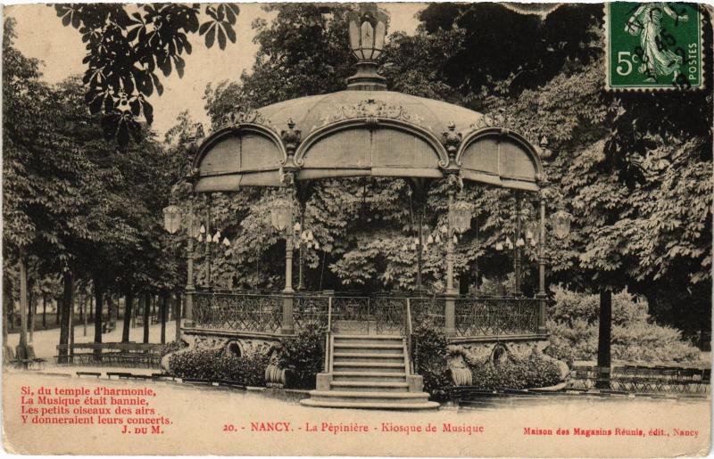 Carte postale ancienne Nancy la Pepiniere Kiosque de Musique à Nancy