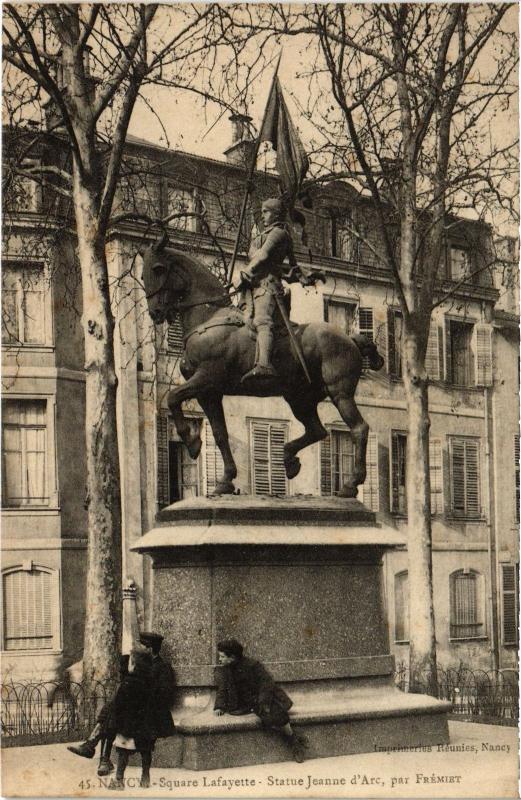 Carte postale ancienne Nancy Square Lafayette Statue Jeanne d'Arc à Nancy