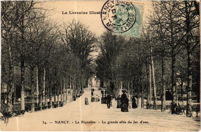 Carte postale ancienne Nancy la Pepiniere grande allee à Nancy