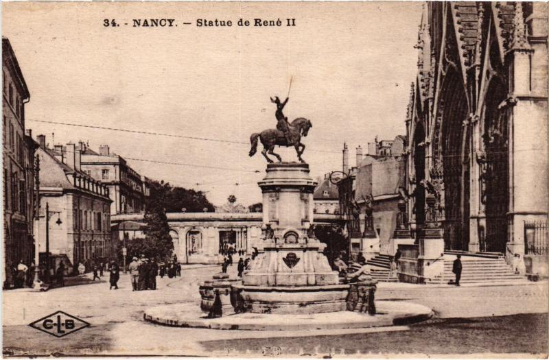Carte postale ancienne Nancy Statue de Rene Ii à Nancy