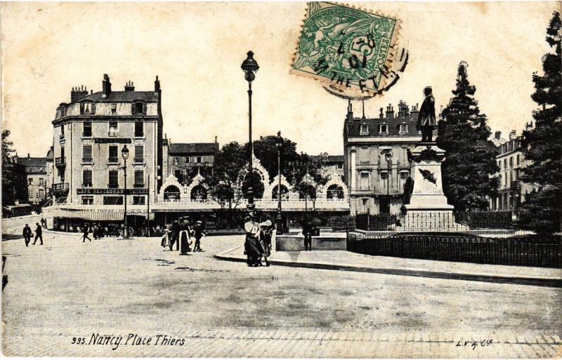 Carte postale ancienne Nancy Place Thiers à Nancy