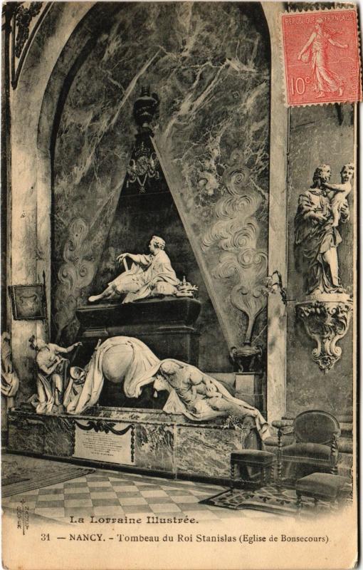 Carte postale ancienne Nancy Tombeau du Roi Stanislas à Nancy