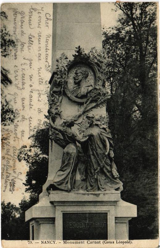 Carte postale ancienne Nancy Monument Carnot à Nancy