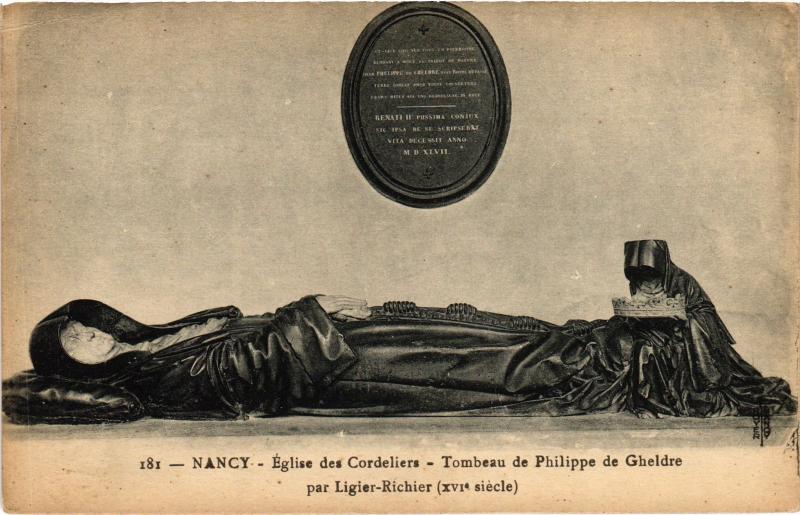 Carte postale ancienne Nancy Eglise des Cordeliers Tombeau de Philippe à Nancy