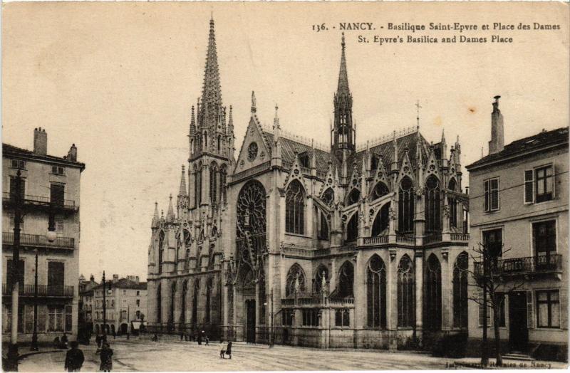 Carte postale ancienne Nancy Basilique Saint-Epvre Place des Dames à Nancy