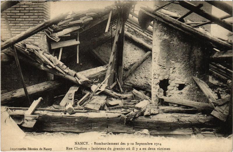 Carte postale ancienne Nancy Bombardement Rue Clodion à Nancy