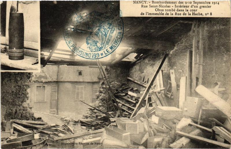 Carte postale ancienne Nancy Bombardement à Nancy