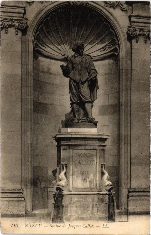 Carte postale ancienne Nancy Statue de Jacques Callot à Nancy