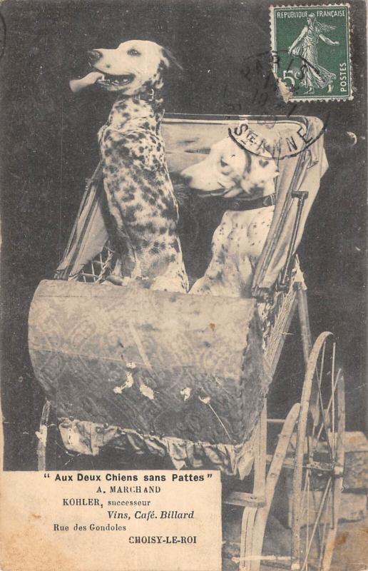 Carte postale ancienne Choisy Le Roi Aux Deux Chiens Sans Pattes - A.marchand - Vins Cafe Billar à Choisy-le-Roi