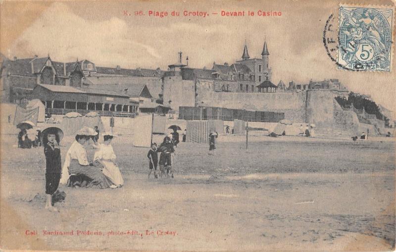 Carte postale ancienne Plage Du Crotoy - Devant Le Casino