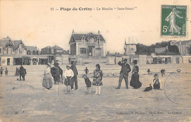 Carte postale ancienne Plage Du Crotoy - Le Moulin Sans Souci