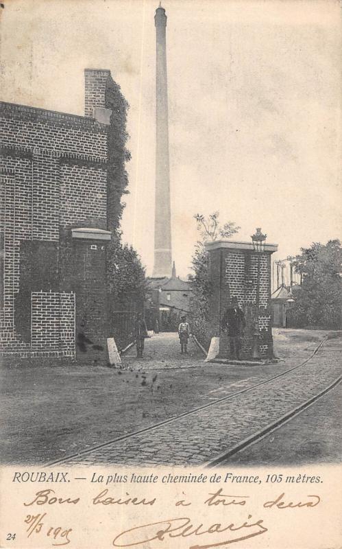 Carte postale ancienne Roubaix - La Plus Haute Cheminee De France à Roubaix