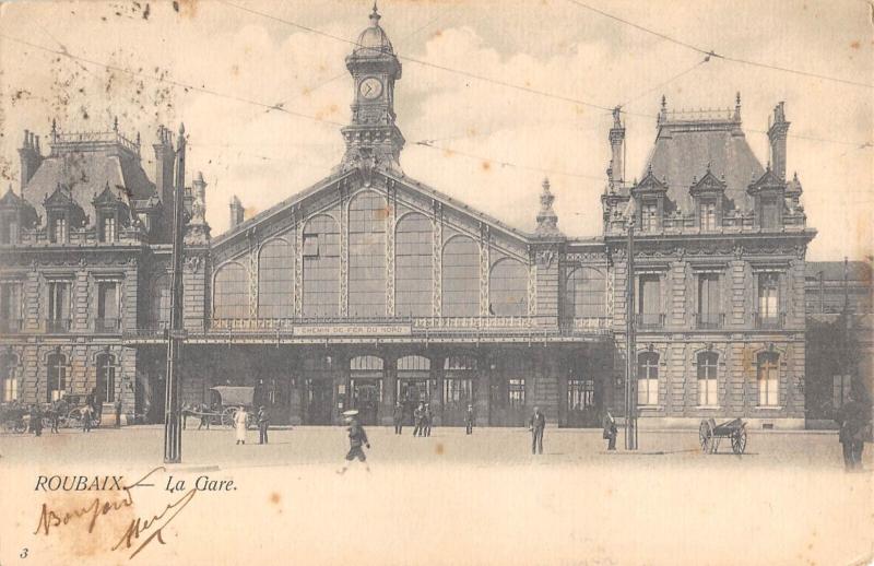 Carte postale ancienne Roubaix - La Gare à Roubaix