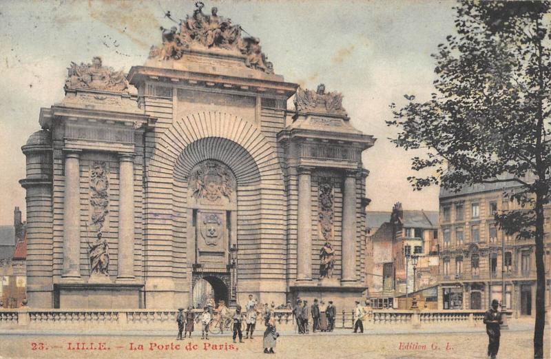 Carte postale ancienne Lille - La Porte De Paris à Lille