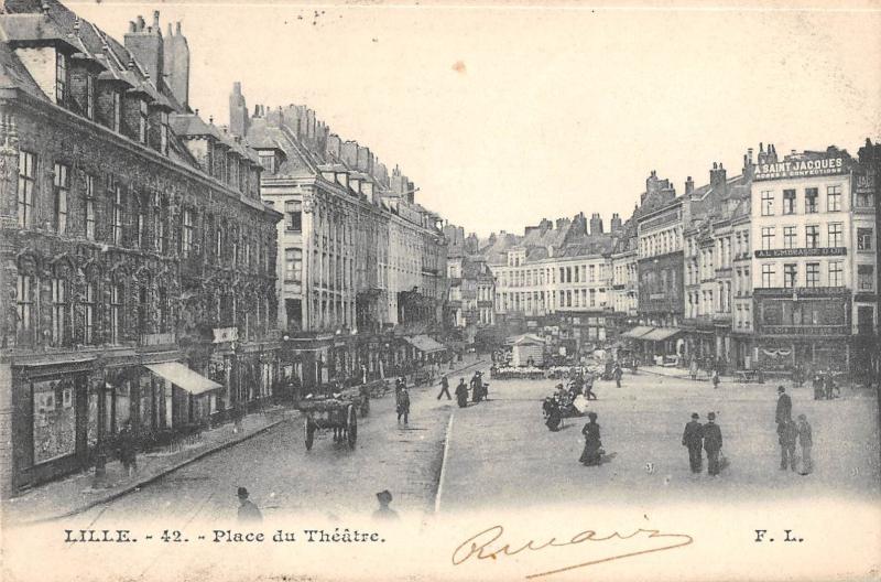 Carte postale ancienne Lille - Place Du Theatre à Lille