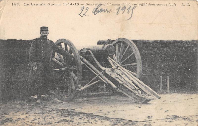 Carte postale ancienne Dans Le Nord - Canon De 95 Sur Affut Dans Une Redoute