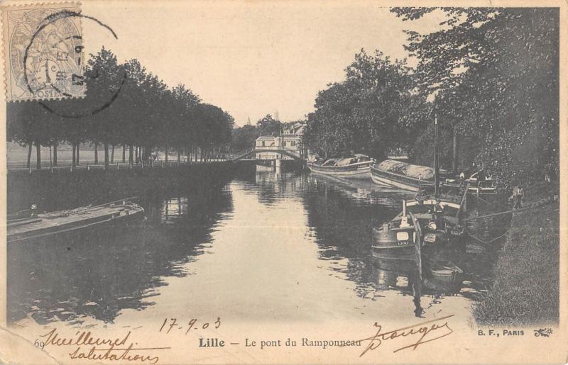 Carte postale ancienne Lille - Le Pont Du Raponneau à Lille