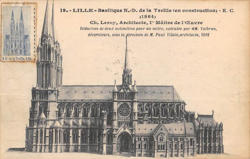 Carte postale ancienne Lille - Basilique N.d.de La Treille - En Construction à Lille